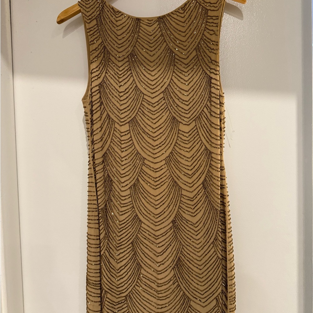 Alice + Olivia Tan Embellished  Mini Dress